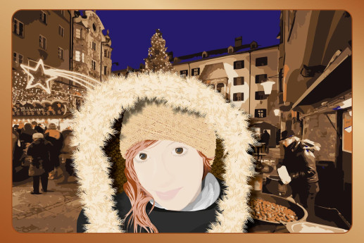 illustration weihnachtsmarkt-szene