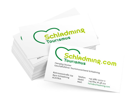 visitenkarte mit logoentwurf tourismusverband schladming